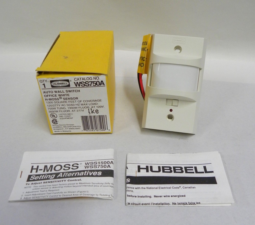 UNUSED Hubbell  WSS750A Sensor Auto Wall Switch Office White (A5)