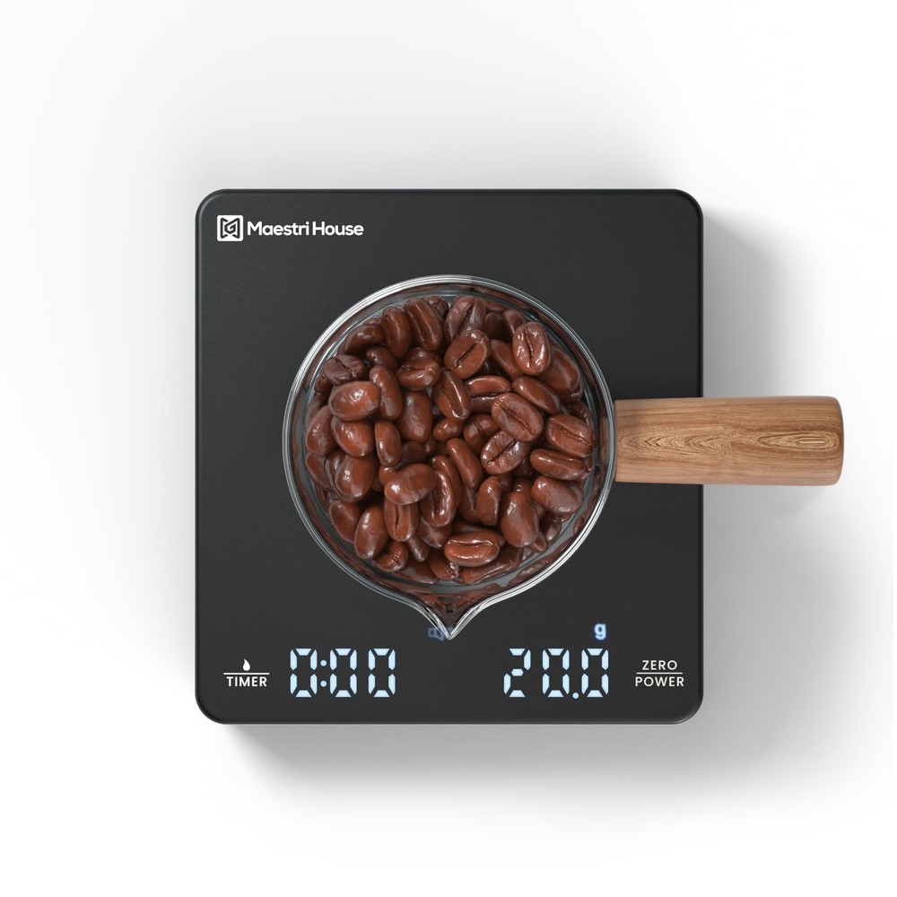Mini Coffee Scale with Timer, Maestri House Rechargeable Espresso Scale, 2kg/0.1