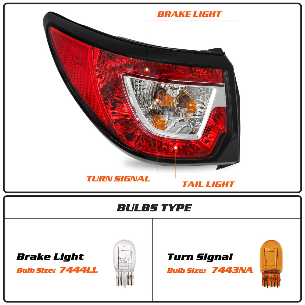 Tail Light For 2013-2017 Chevy Traverse Tail Lamp Rear Outer Driver Side w/ Bulb