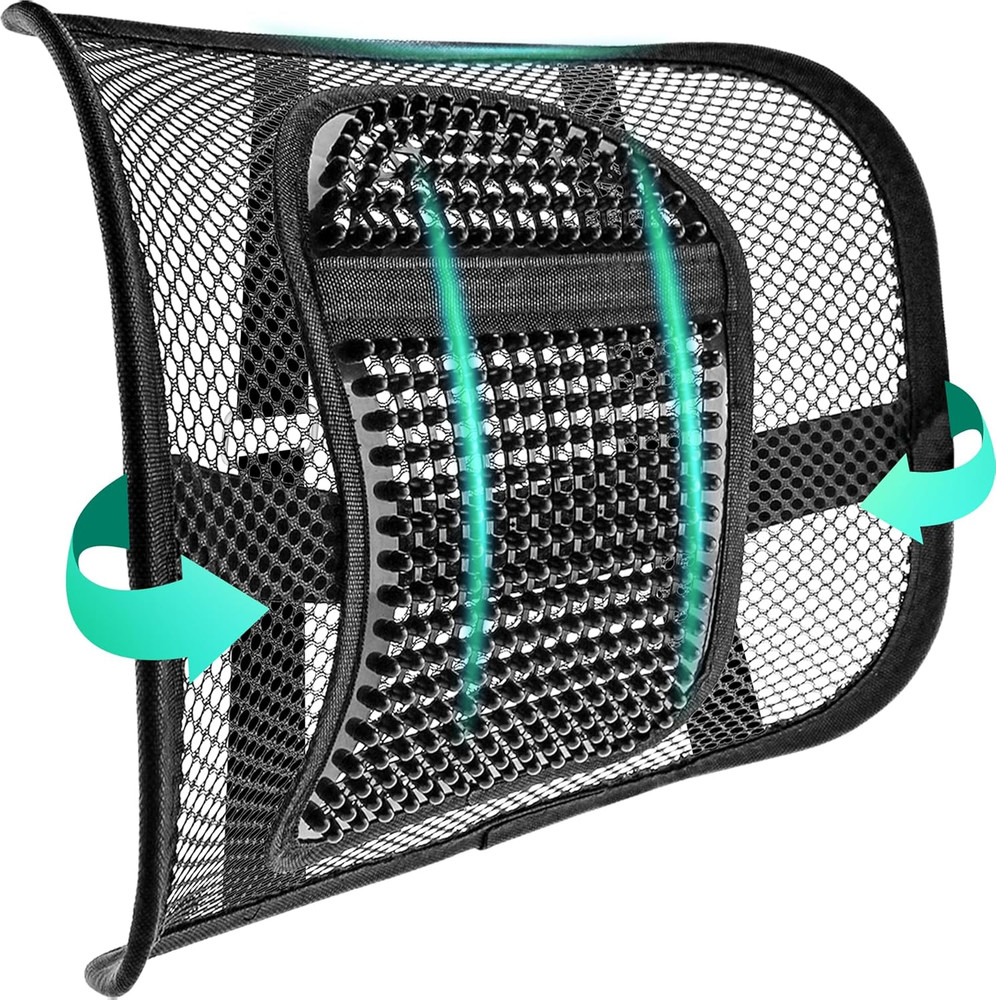 Mesh Back Lumbar Support, Back Support Seat Cushion with Breathable Mesh for Off