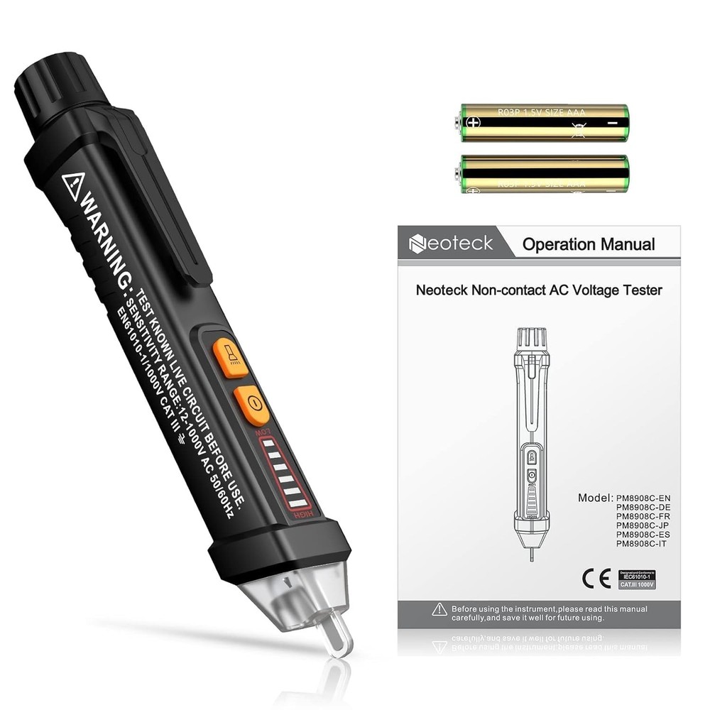 Versatile Non-Contact AC Voltage Tester Pen - 12-1000V with Flashlight Feature