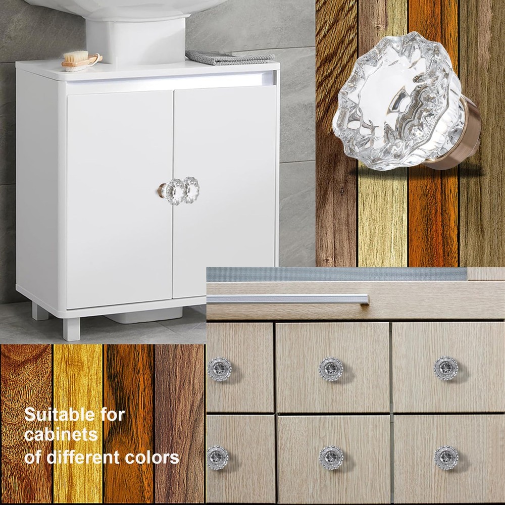 CEYMIO 8 Pack Crystal Drawer Knobs Cabinet Knob Antique Drawer Pulls, Kitchen...