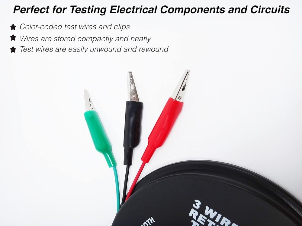 3 Wire 20 ft Retractable Leads with Clips for Electrical Testing