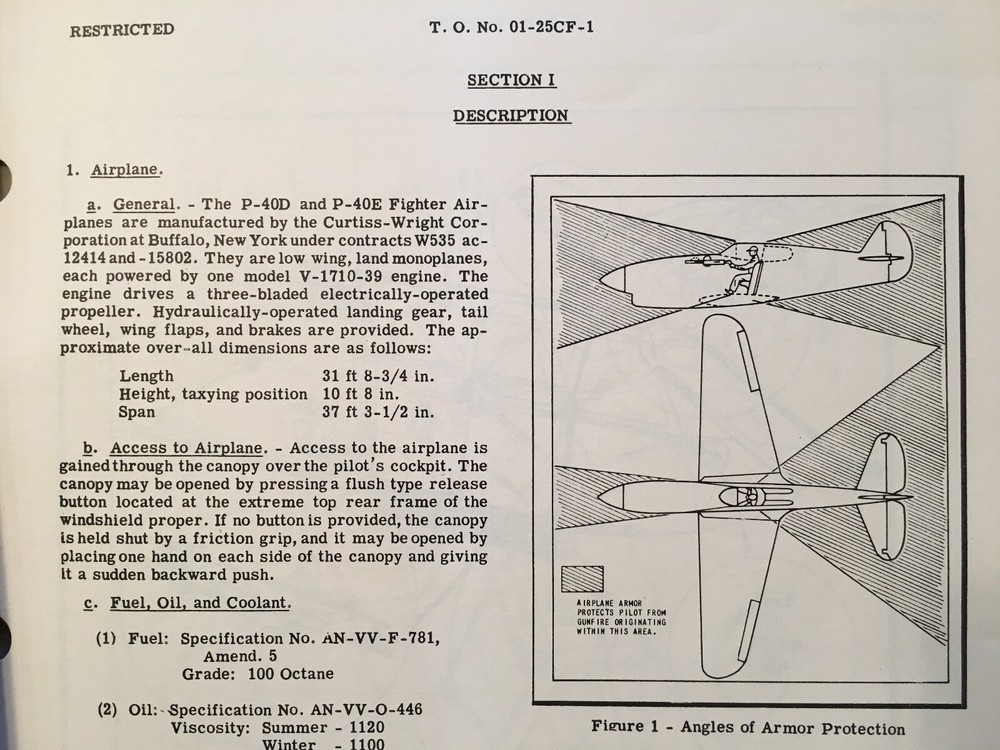 Curtiss-Wright P-40D & P-40 E Pilot's Flight Operations Instructions