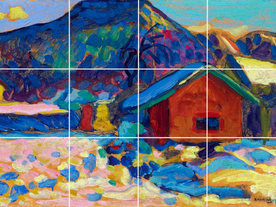 wassily kandinsky winterstudie mit berg ceramic mural backsplash medallion