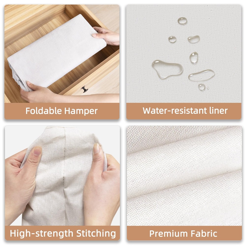 STORAGE MANIAC 2 Pack Large Laundry Hamper with Sturdy Metal 2 Pack, White