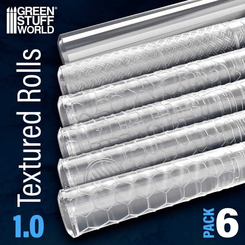 Textured Rolling Pins - PACK x6 - Texture Rollers for Infinity, Wargame bases