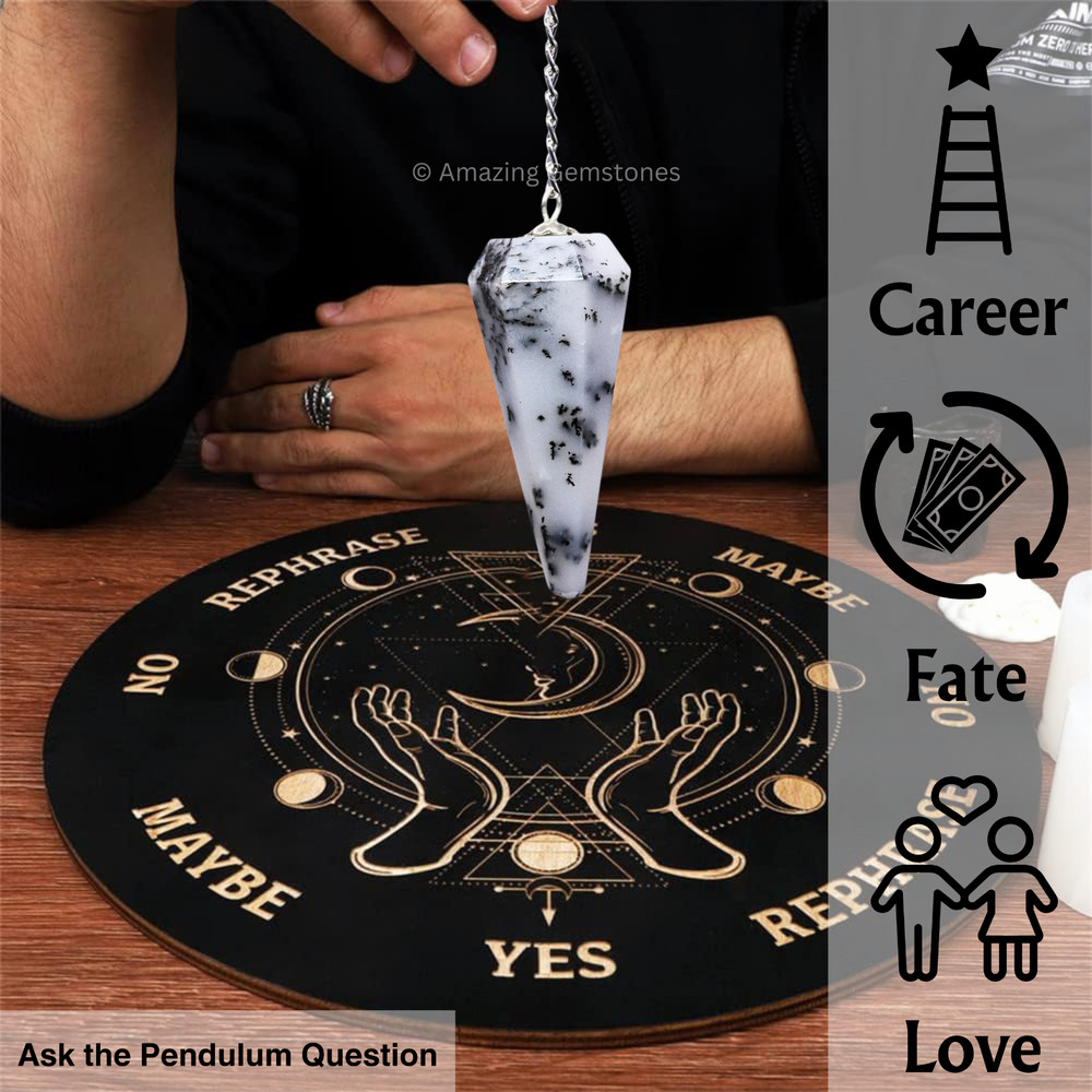 Dendrite Opal Dowsing Crystal Pendulum