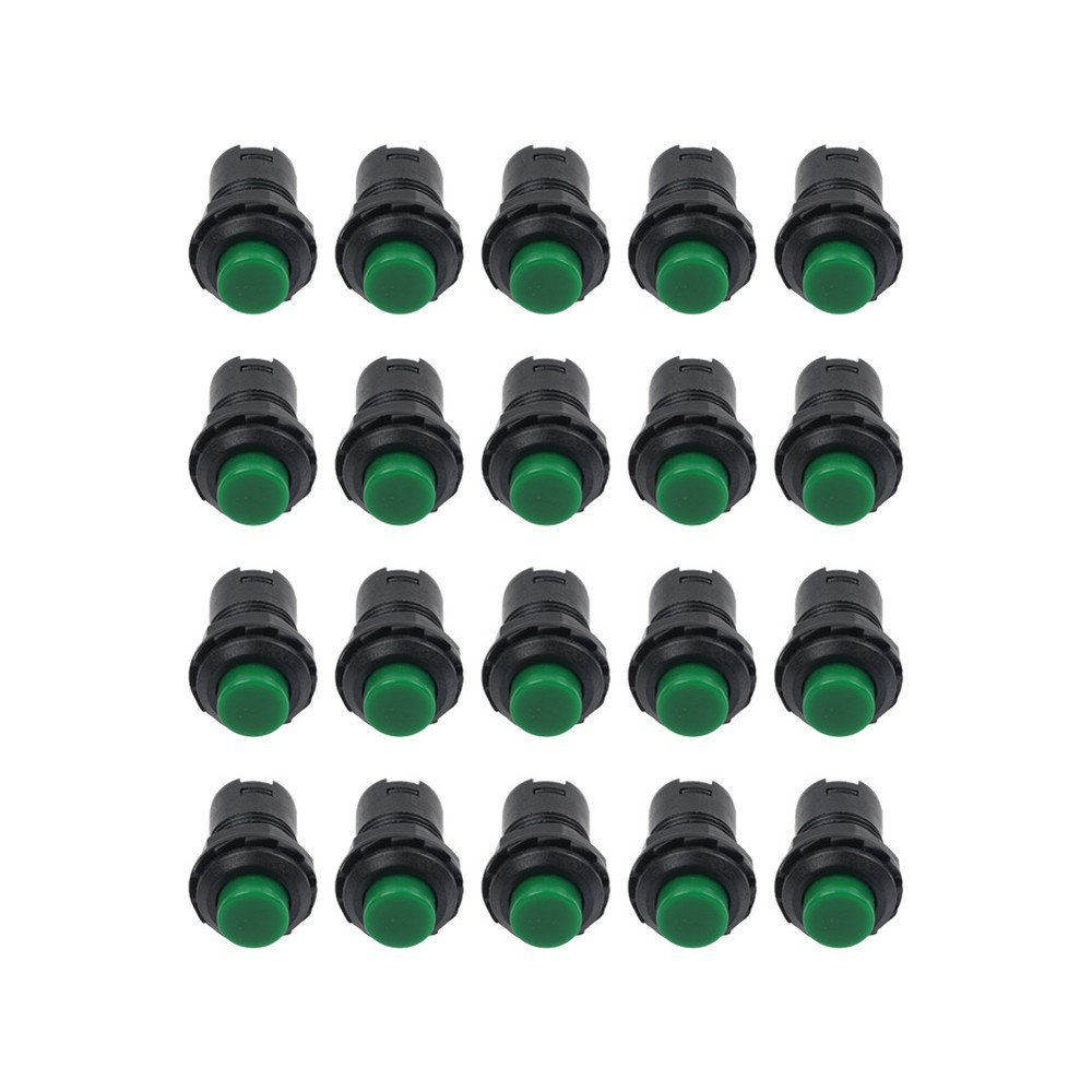 20pcs 12mm Threaded Green Cap Latching Push Button Switch ON-OFF