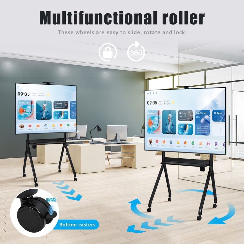 Mobile Cart for Interactive Display 42-86" Universal Rolling Stand Adjust Height