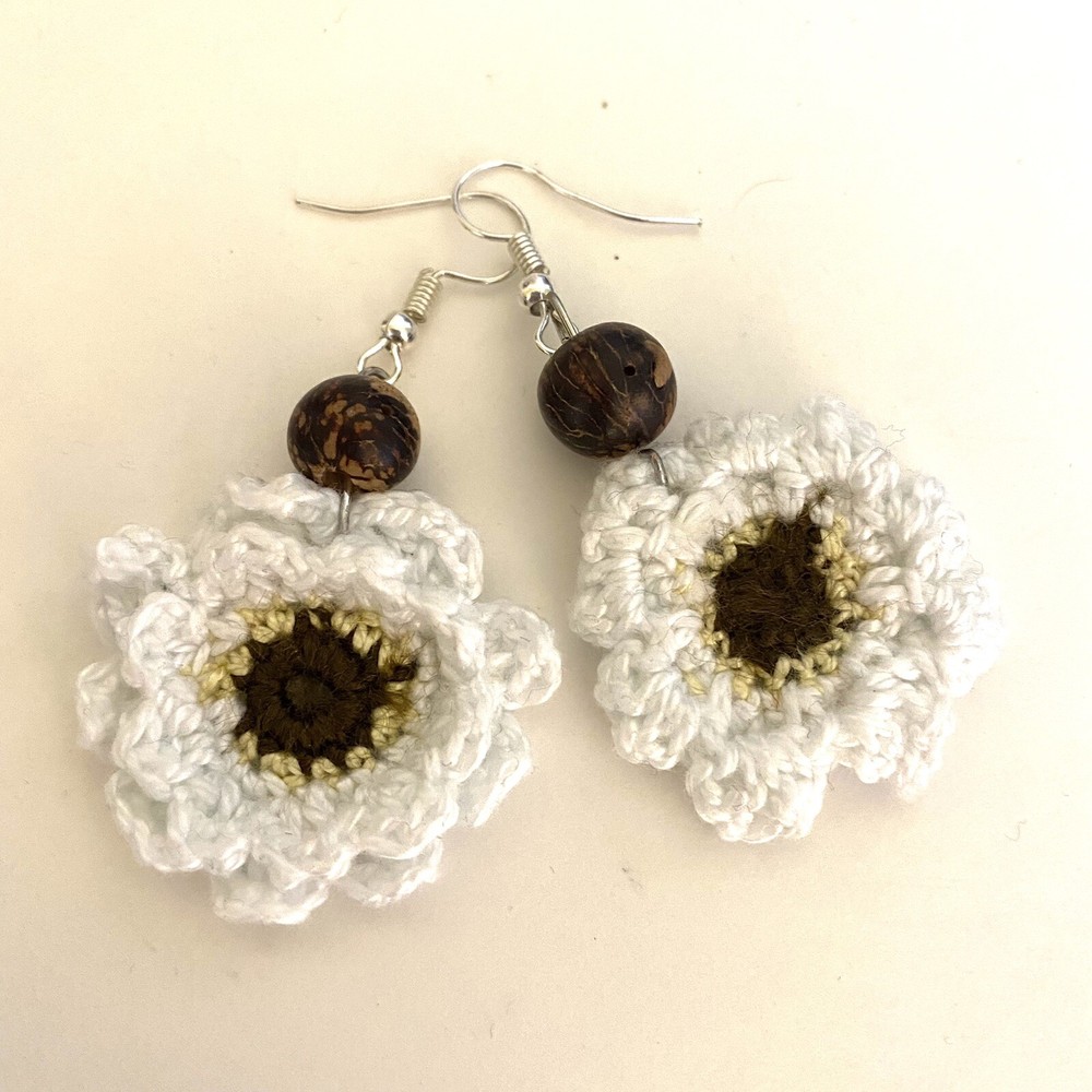 Crochet Flower Earrings, Boho Style Earrings