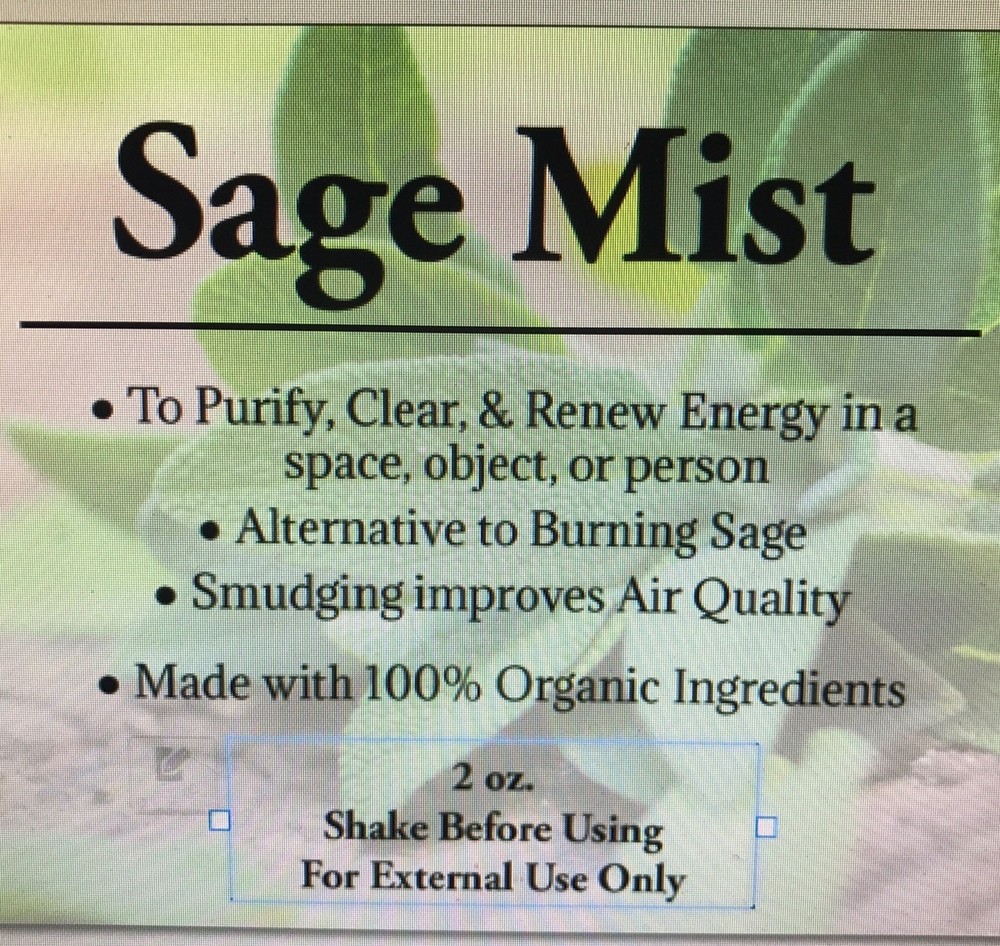 Sage Smudge Mist 2 oz, non GMO
