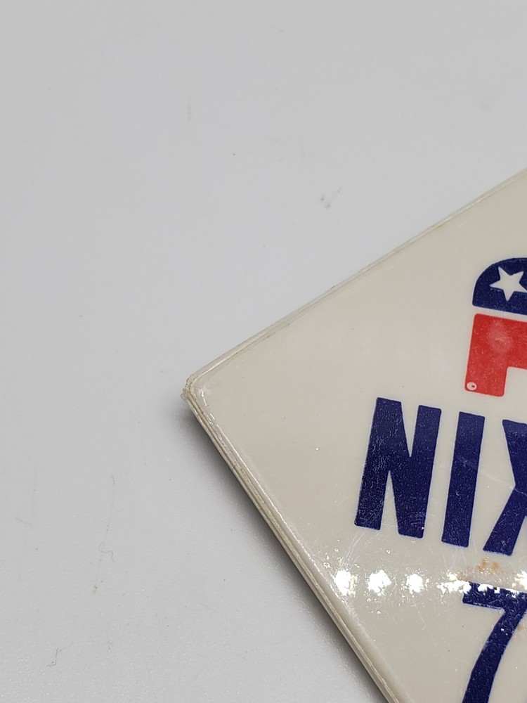 1972 NIXON Square Campaign Button Pin