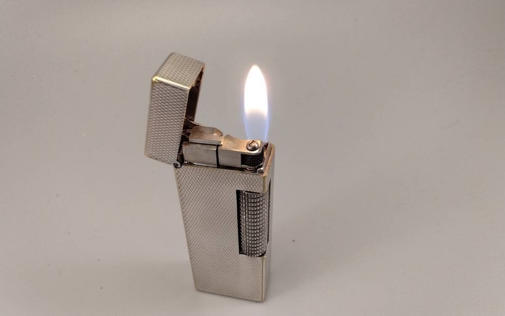 Dunhill Rollagas Vintage Silver Barley Lighter Working Condition
