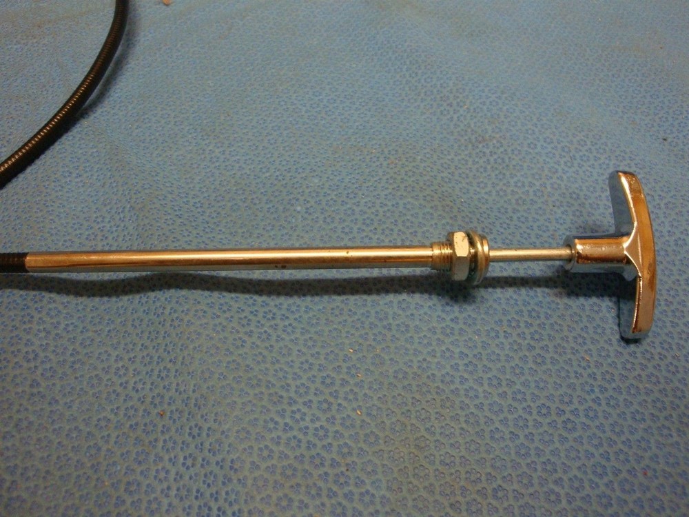 T Handle PULL Cable 60" 5 FT Choke Control Cable Universal CHROME Non Lock Braid