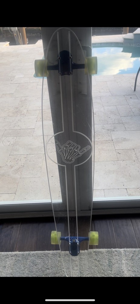 Ghost Longboard - 40" Clear w/ light up wheels - Skull Hand Design