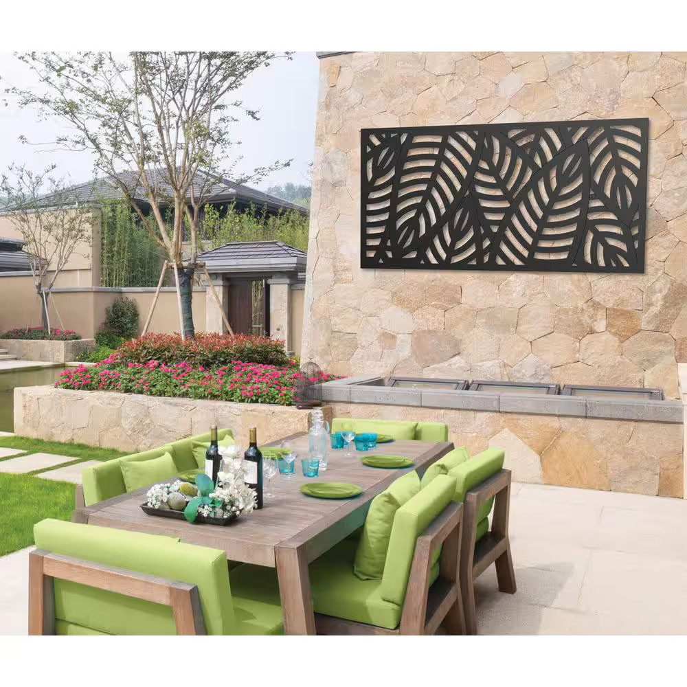 3 Ft. X 6 Ft. Sanibel Black Polypropylene Decorative Screen Panel