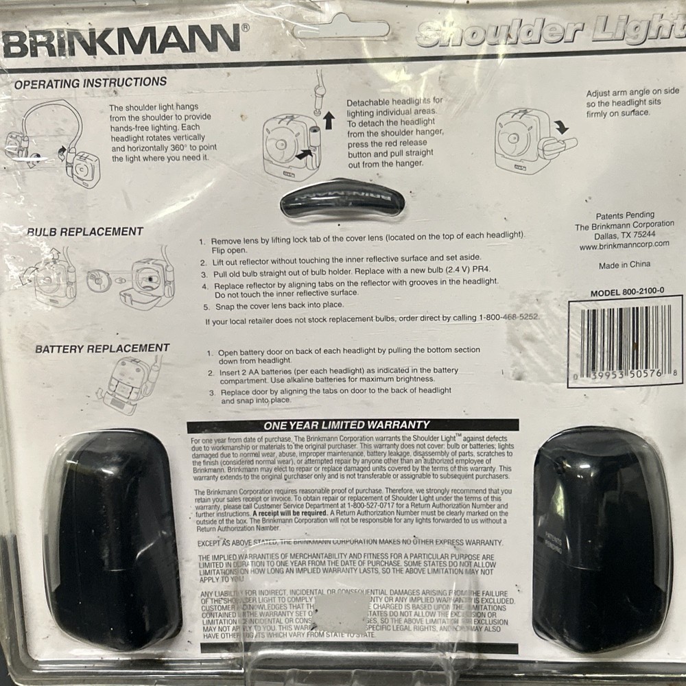 ~Brinkmann Shoulder Light Hands Free 360* Tilt Flexible Detachable Flashlight