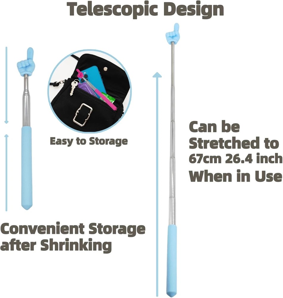 4 PCS Extendable Pointer Finger Stick - Bright Colored Telescopic Teachers Point