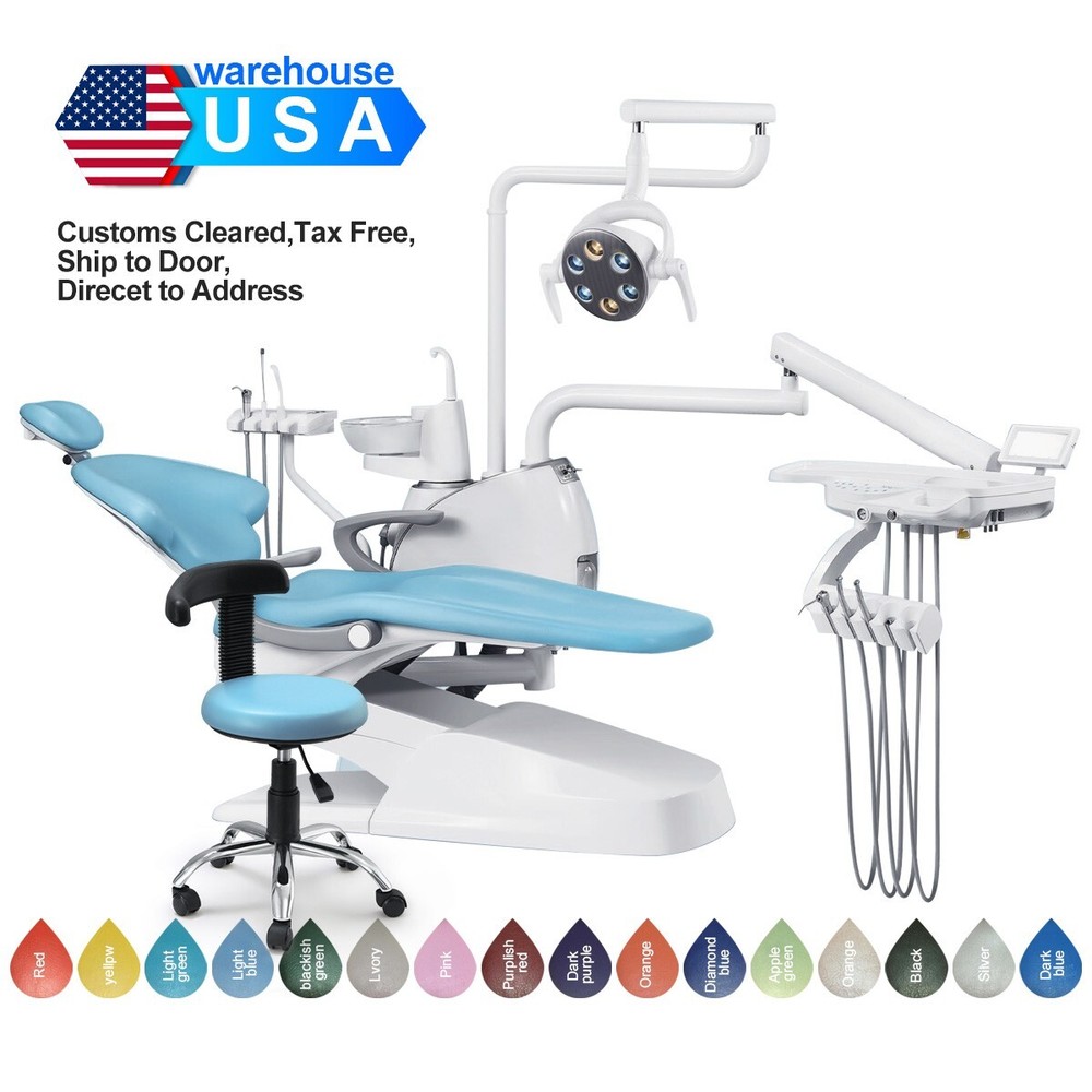 Dental Unit Chair Computer Controlled DC Motor PU Leather+ Assistant Stool