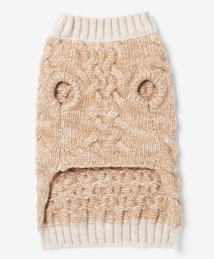 EXPRESS CABLE KNIT DOGGIE SWEATER SIZE - MEDIUM TAN/BEIGE NWT