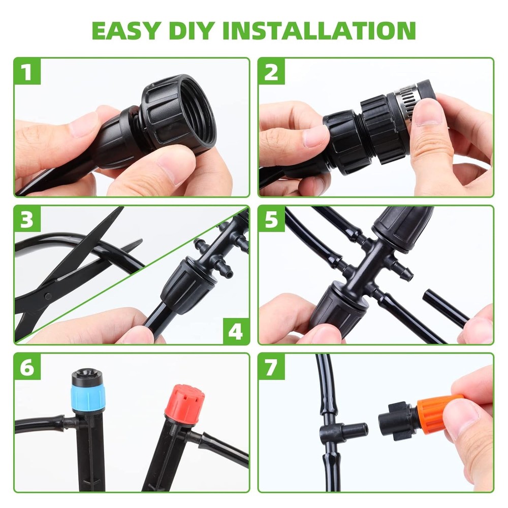 240FT Drip Irrigation System Kit for Garden, Watering System with Adjustable ...