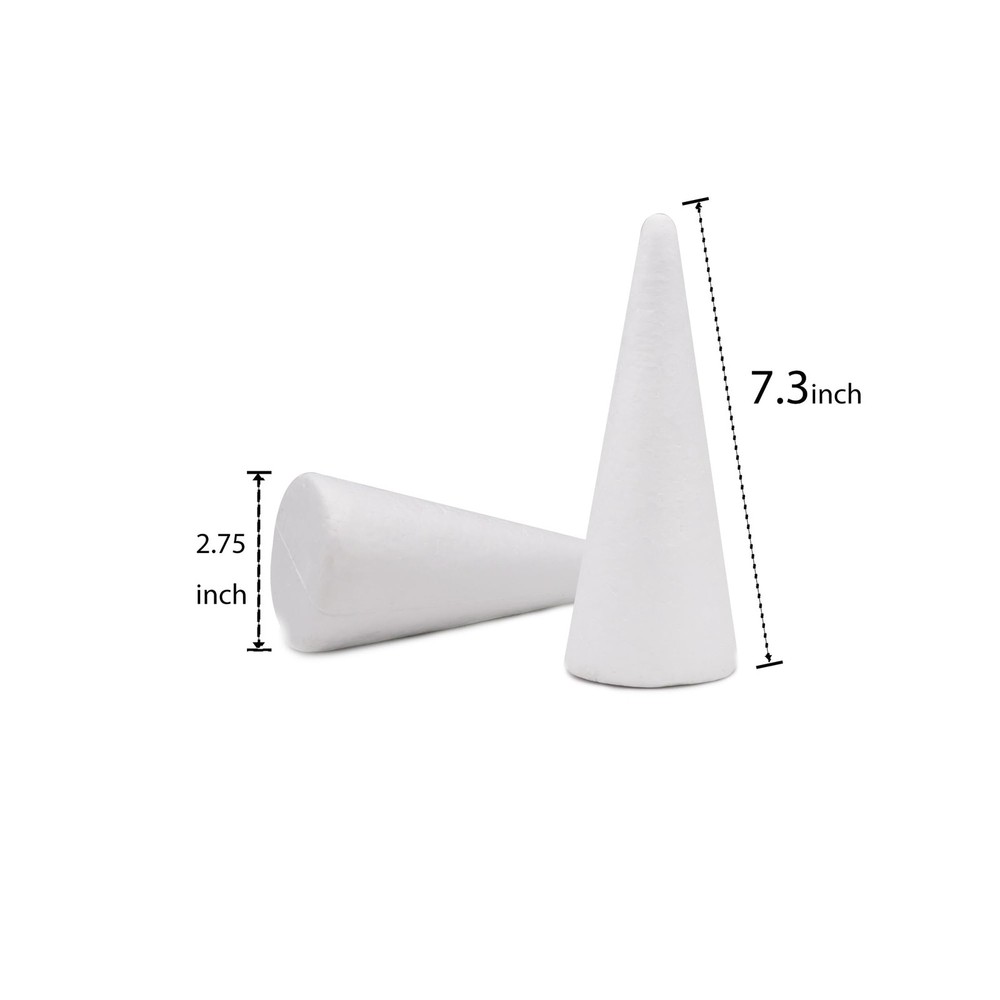 6 Pack Foam Tree Cones Polystyrene 2.75x7.87 Inch Christmas Tree DIY Decor