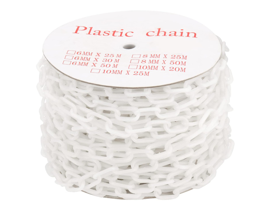 164Ft White Plastic Chain Links Crowd Control Barrier Lightweight Decor Line
