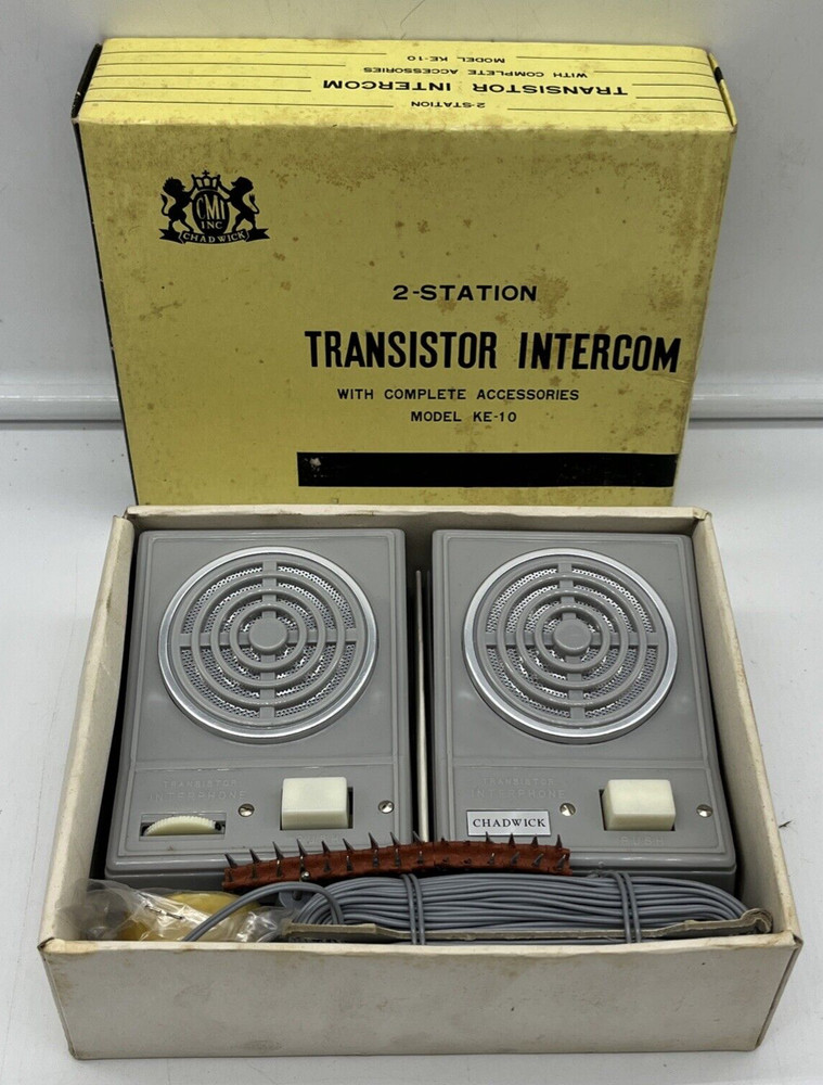 Vintage Chadwick 2-Station Transistor Intercom Model KE-10 NOS