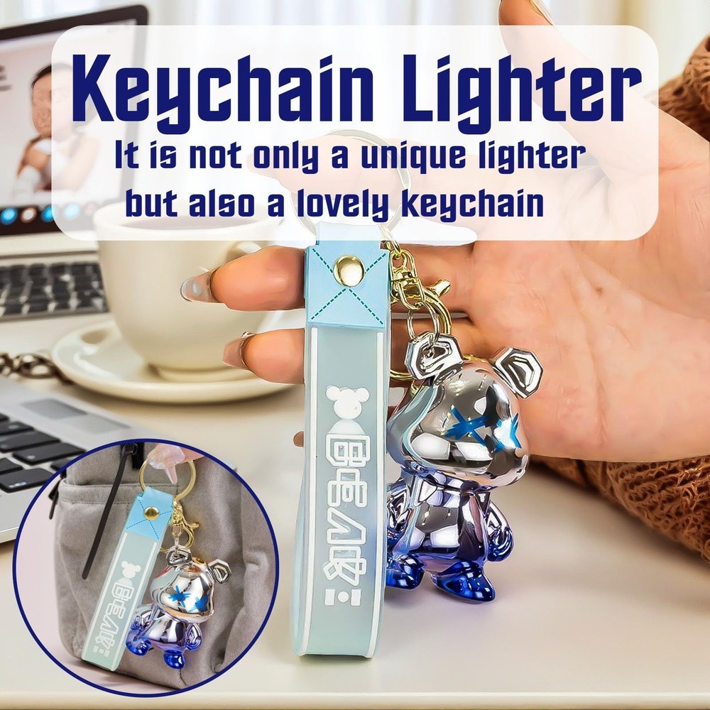 Cute Animal Lighter, Windproof Refillable Adjustable Lighters, Funny Keychain...