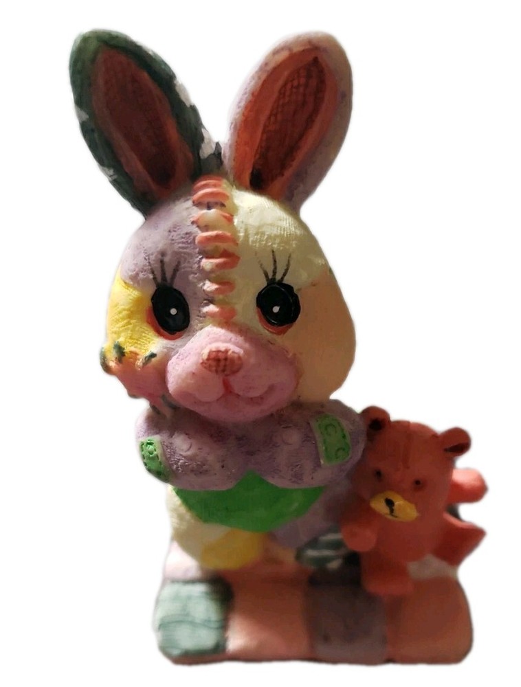 Easter Decorative Patchwork Bunnies Set Of 5 EUC.. 3.5inx2in *ships ASAP *EASTER