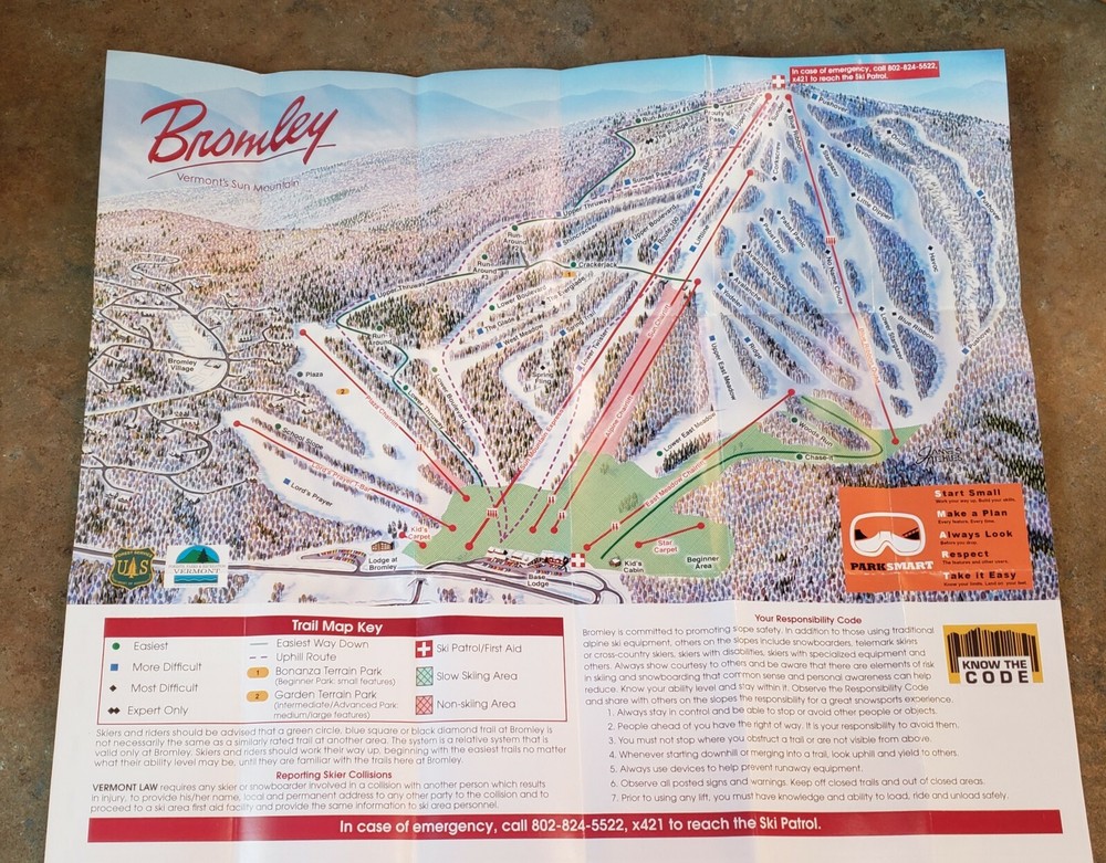 7- BROMLEY, VT SKI AREA TRAIL MAPS ALL DIFF. YRS BROCHURES & TRAIL MAPS. SEE