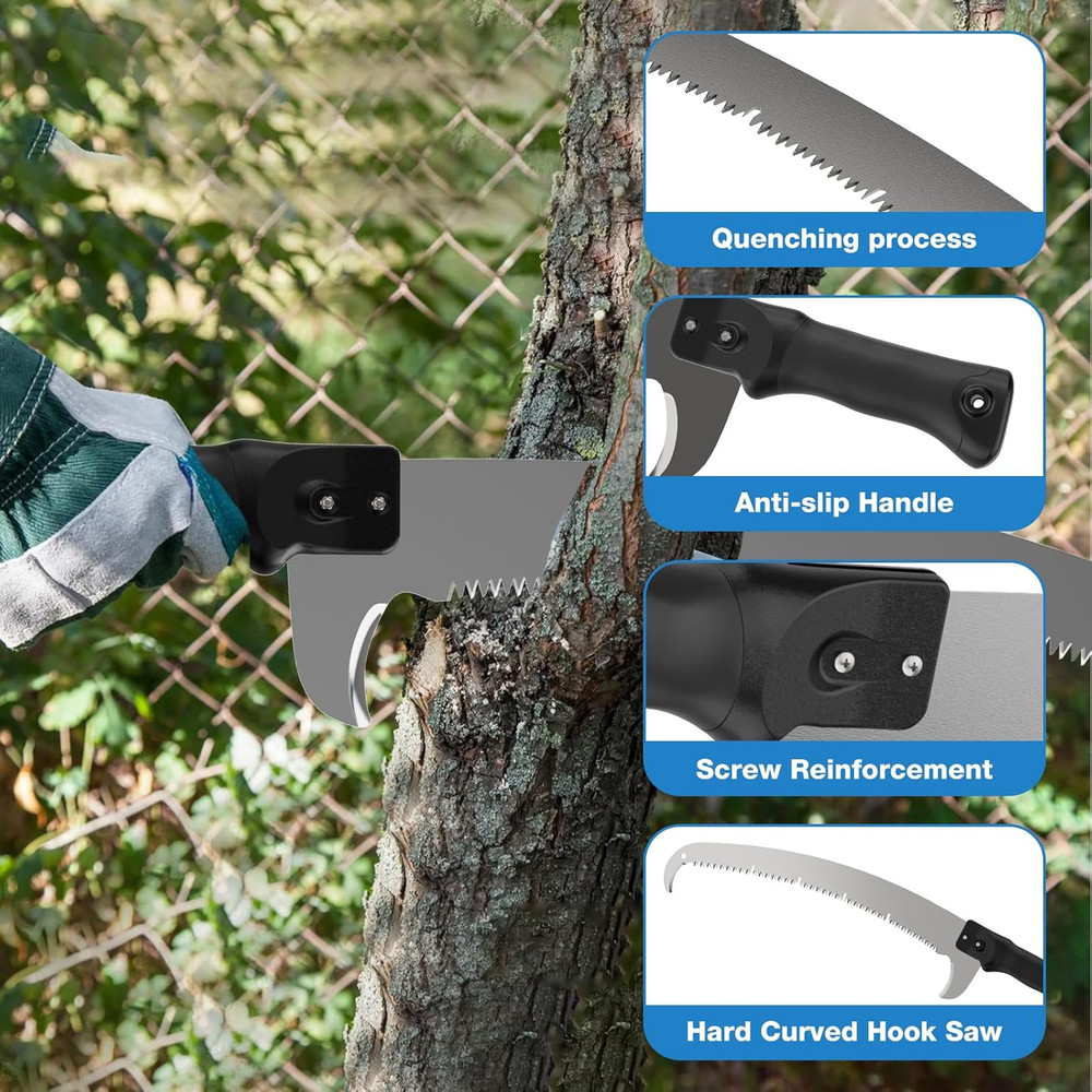 Manual Pole Saw for Tree Trimming, 26FT Telescoping Extension Pole Tree Pruner w