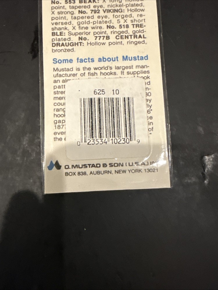 Mustad Snelled Hooks Ref 625 Size 10 Qty 5 Per Pack