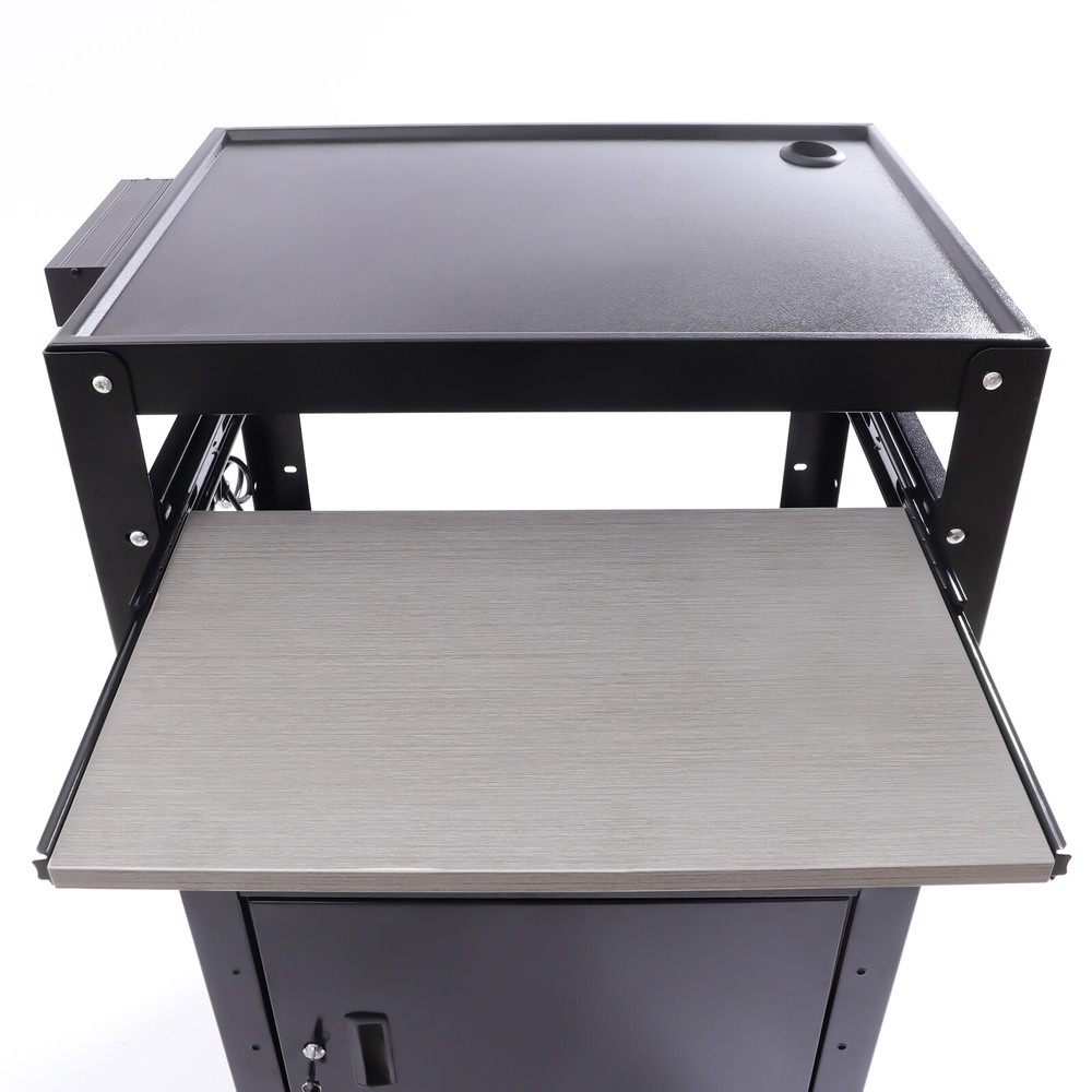 Multipurpose Rolling Small Office Laptop Table Portable Av Cart w/ Power Socket