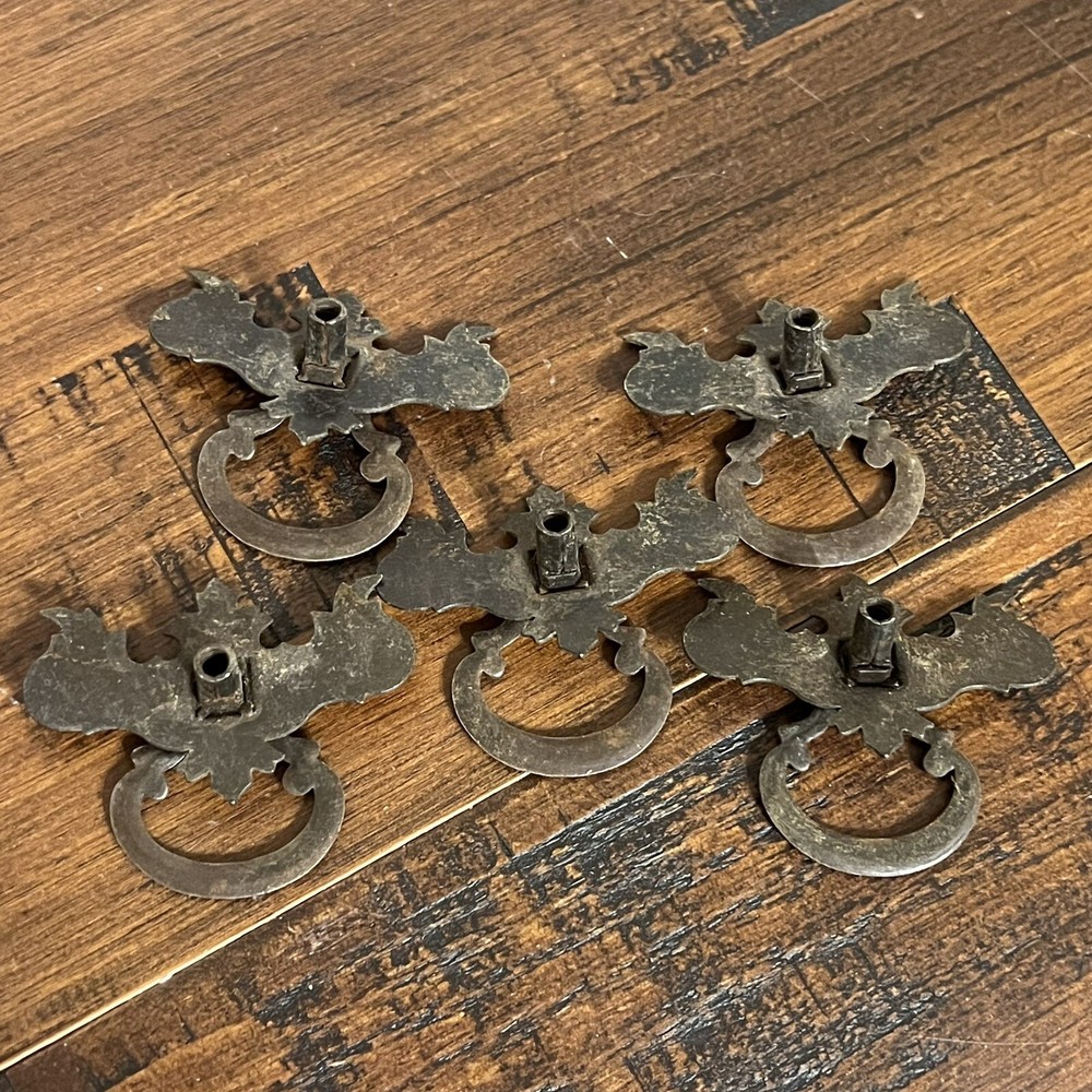 Antique - 2”x2.5” Bronze Color Chippendale Batwing Drop Pull Handles / PER PIECE