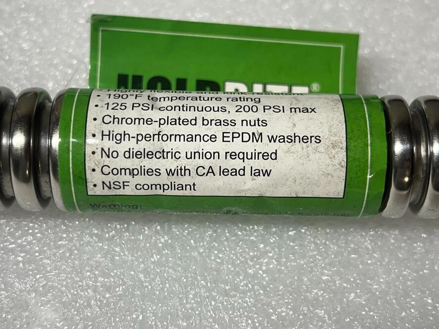 Quick Flex Water Heater Connector Stainless Steel Supply Line Hose 3/4" x 18"