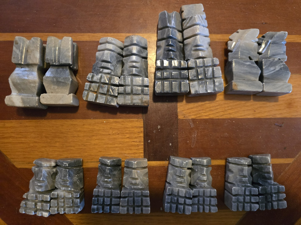 Charcoal Merble Chess Pieces