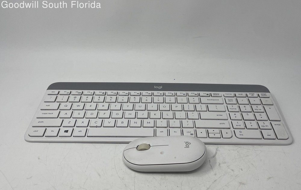 Logitech White Standard Wireless Keyboard With Mouse Not Tested
