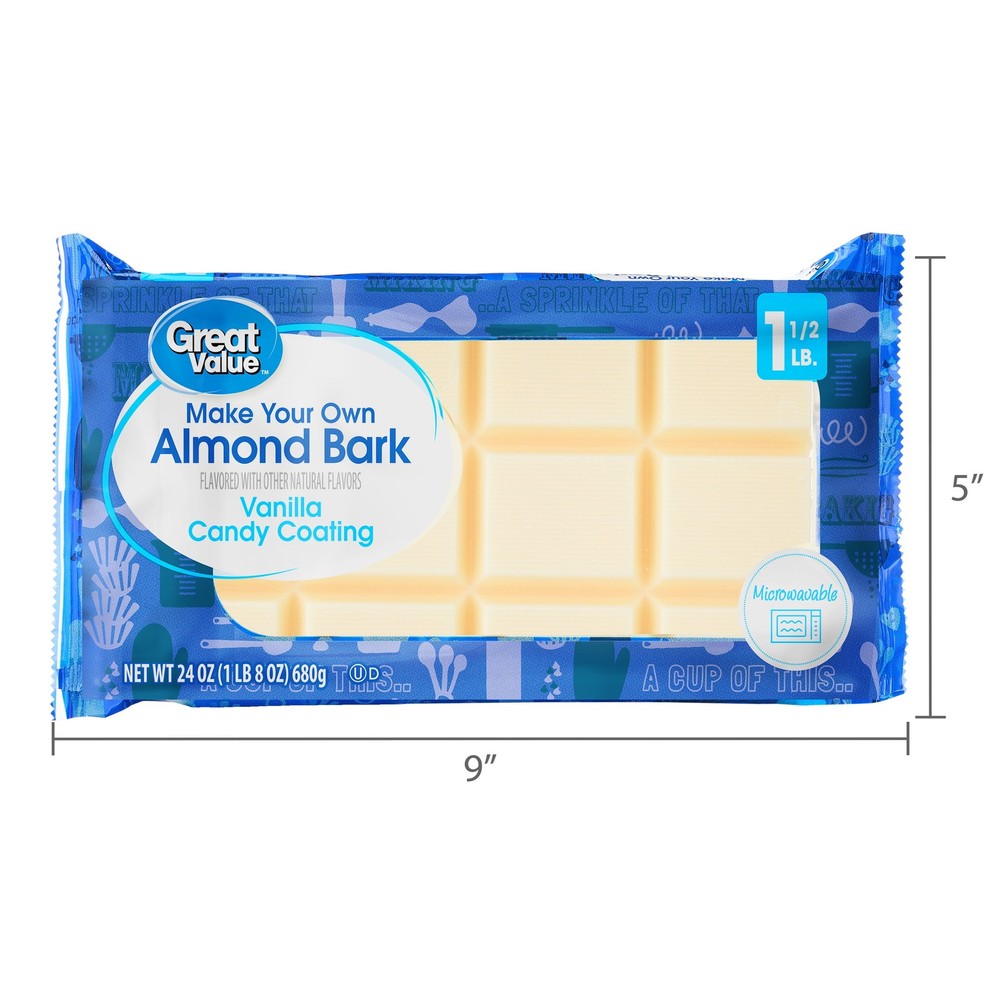 (6 pack) Great Value Almond Bark, Vanilla, 24 oz Bar