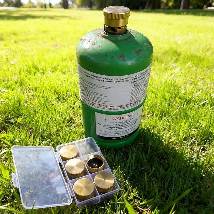 6Pcs Solid Brass Propane Tank Cap - Universal for 1 LB Refillable Propane Cylind