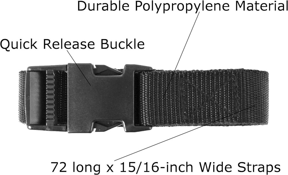 Harrier Hardware Utility Strap with Quick-Release Buckle, Black, 72-Inch, 6-Pack