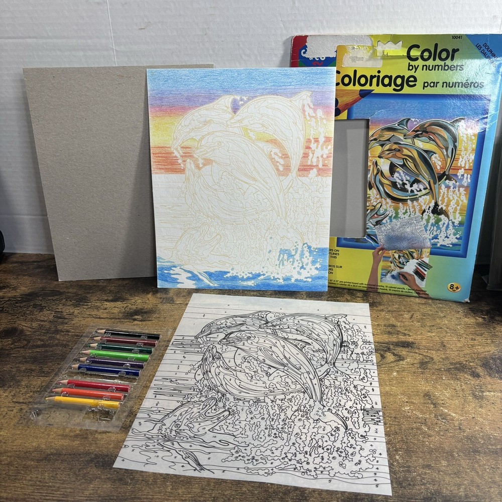 Vintage Color By Numbers - Dolphins - Used