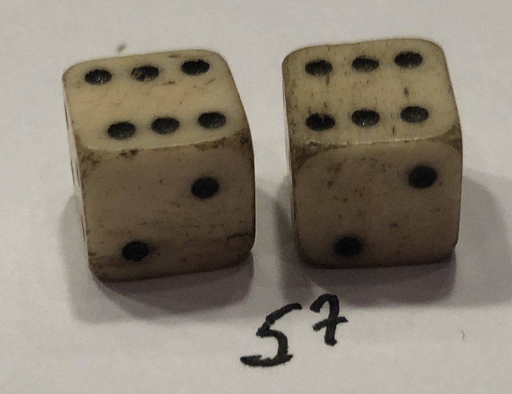 vintage Pair Bone (Bovine) Dice 5/16”