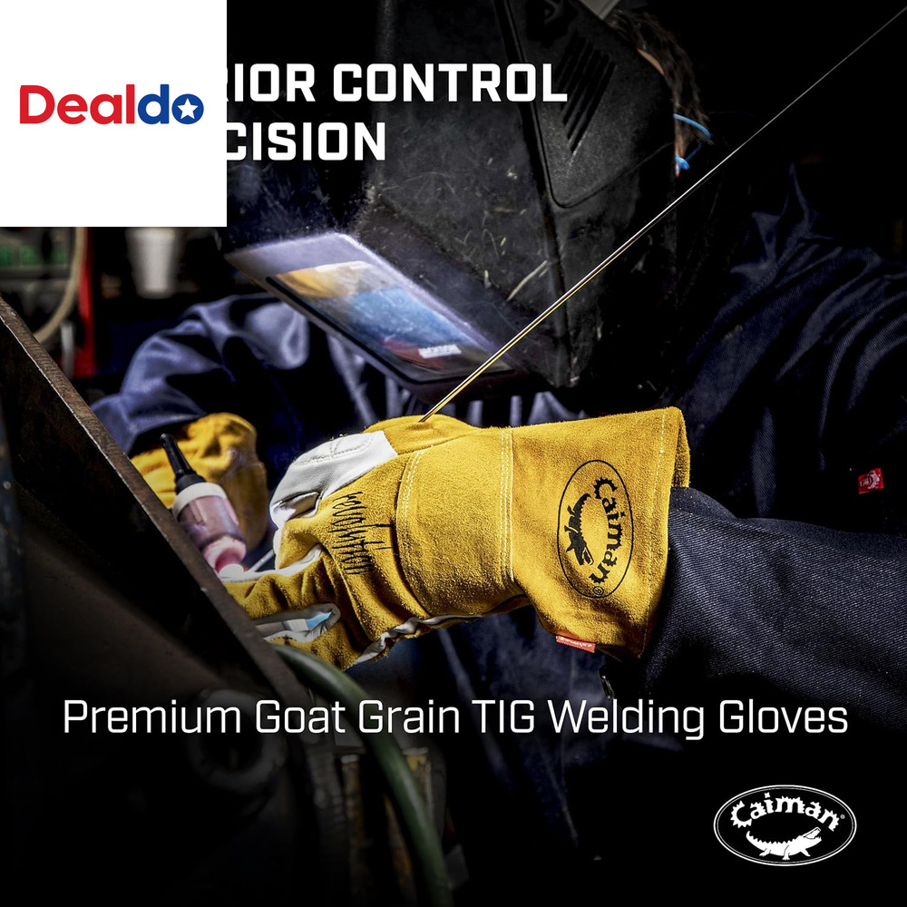 Premium Goat Grain Tig/Multi-Task Welding Gloves, Split Cowhide Back, 4-Inch Ext