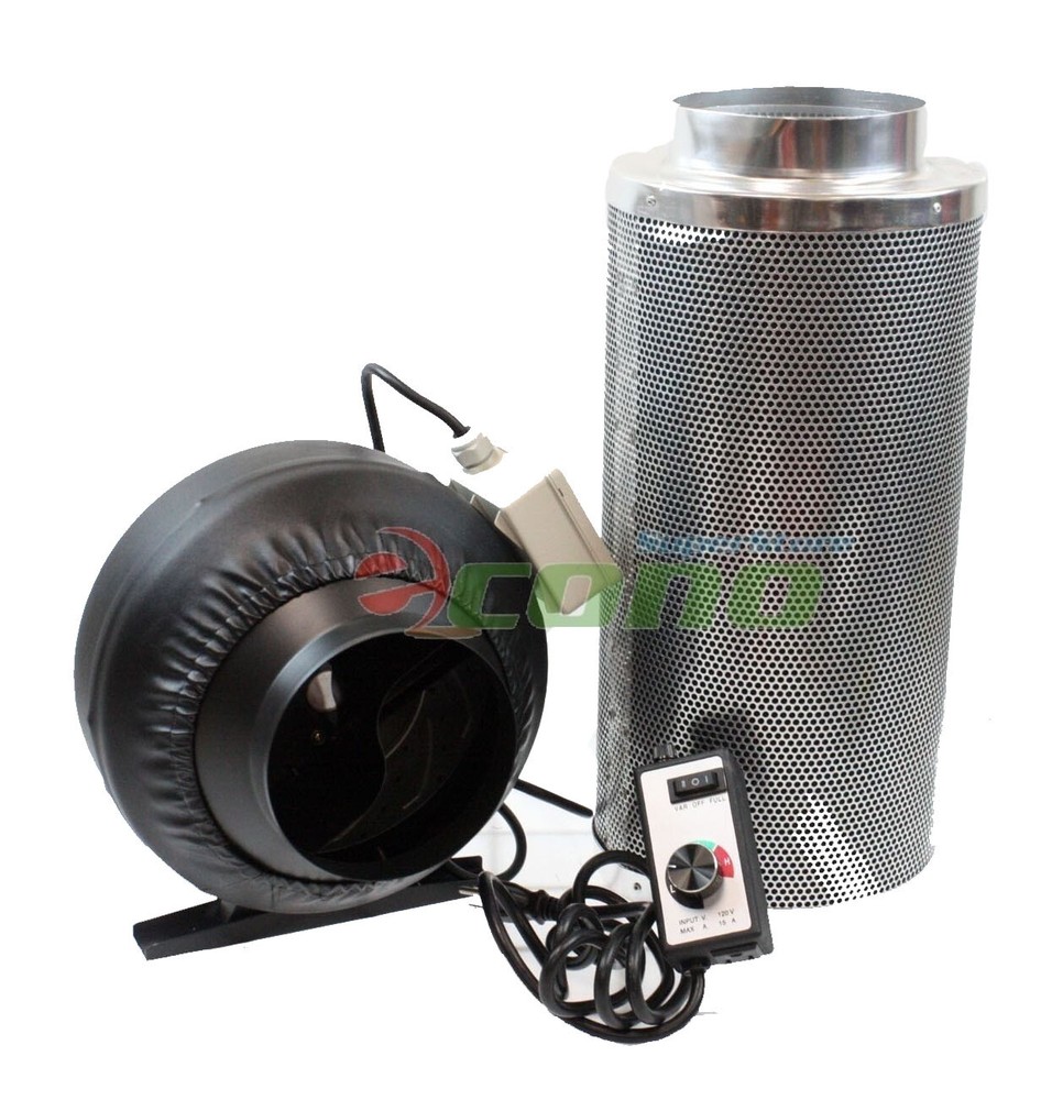 6" Inline Fan Air Blower Speed Controller Hydroponic Odor Scrubber Carbon Filter