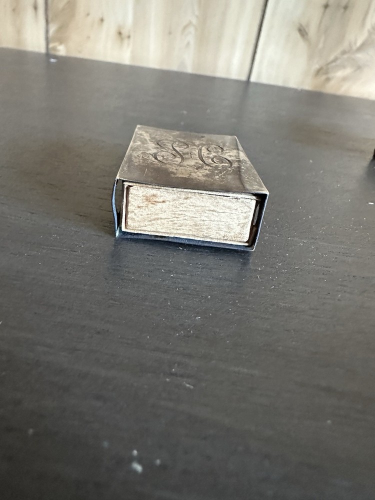 Webster Sterling Silver Matchbox Safe Holder Case “SC” Monogram