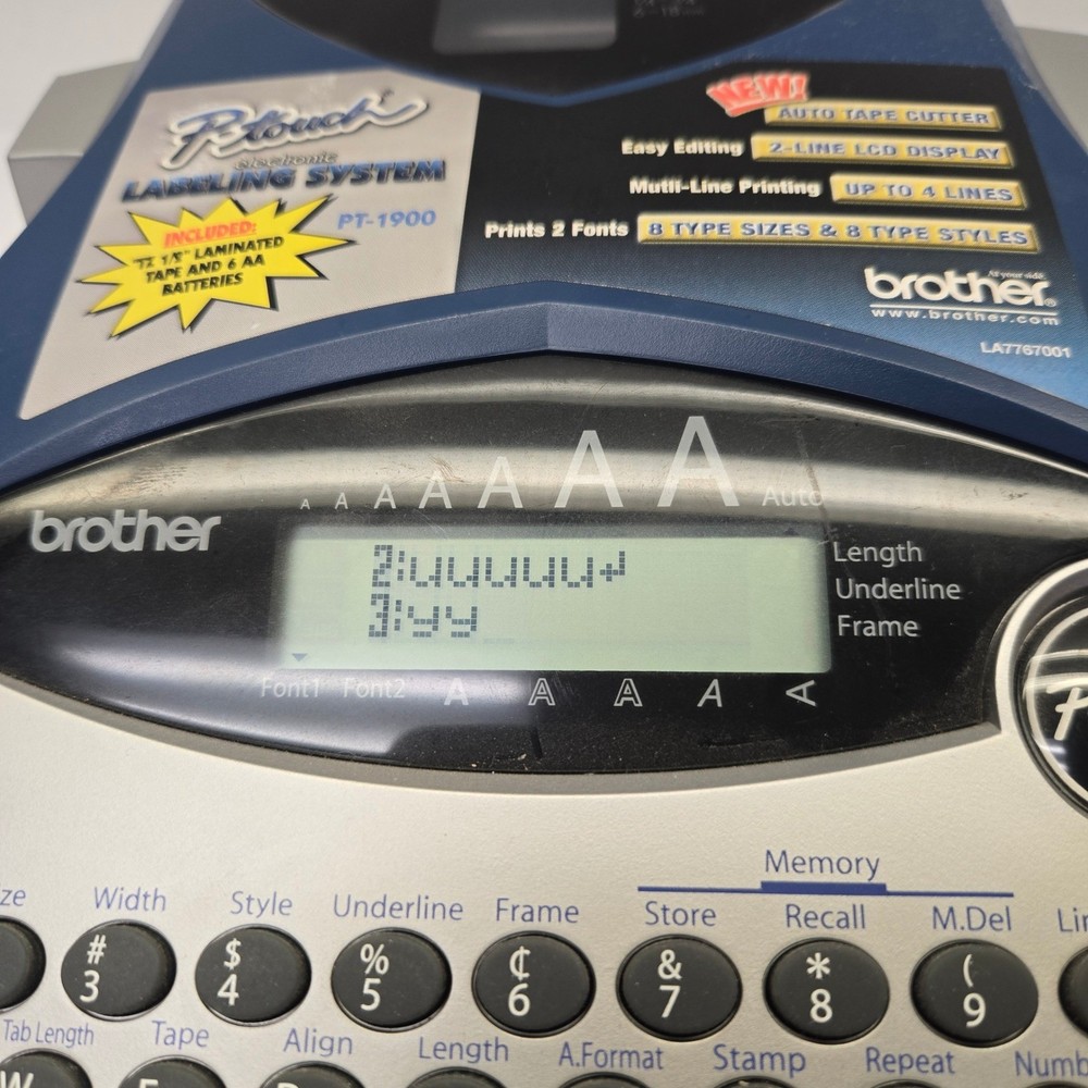 Brother P-Touch PT-1900 Electronic Labeling System Label Maker Blue Silver