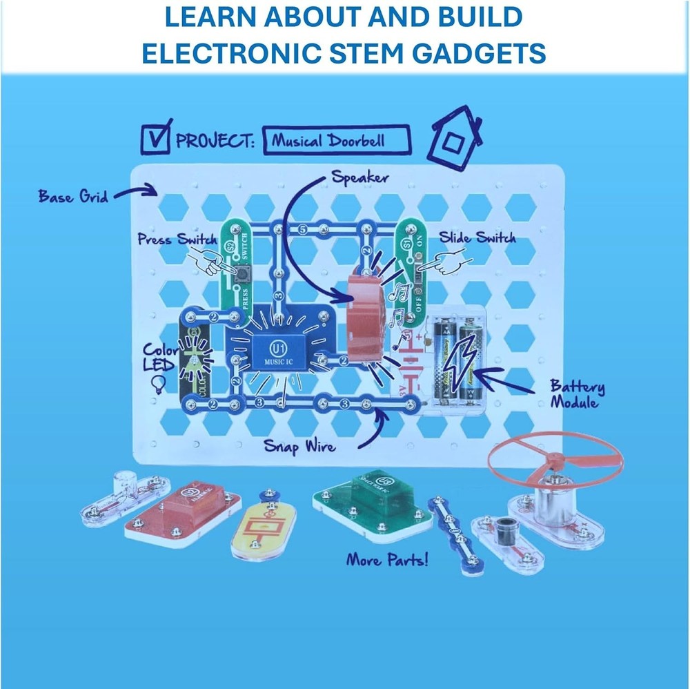 Elenco SC-100 Electronics Kit: 28 Parts for 100+ STEM Projects - Fun Learning!