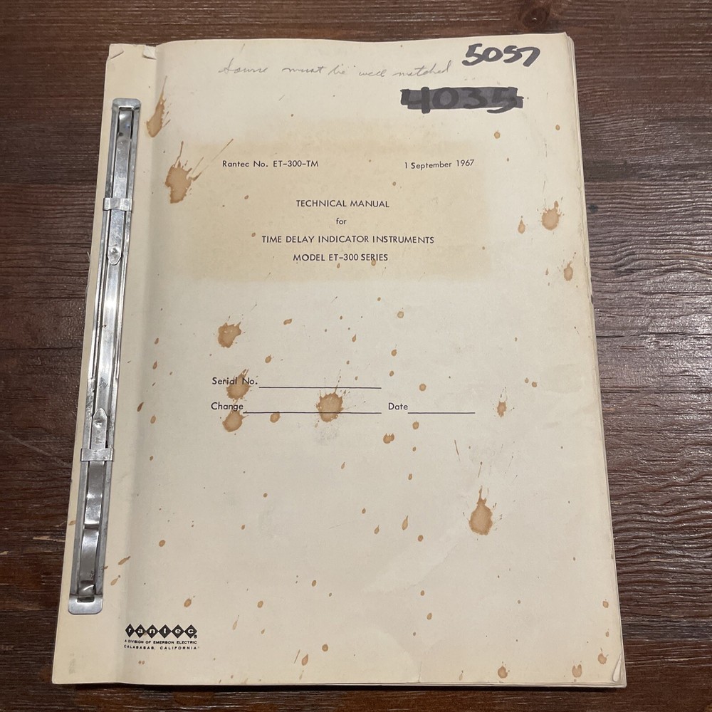 Rantec Model ET-300 Series Time Delay Indicator Instruments Technical Manual